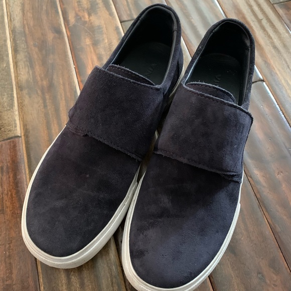 VINCE Suede Velcro Sneakers in Navy Blue - Picture 3 of 6